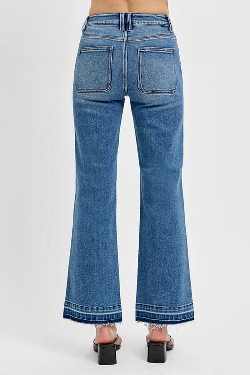 RISEN Full Size Raw Hem Ankle Bootcut Jeans plus Size