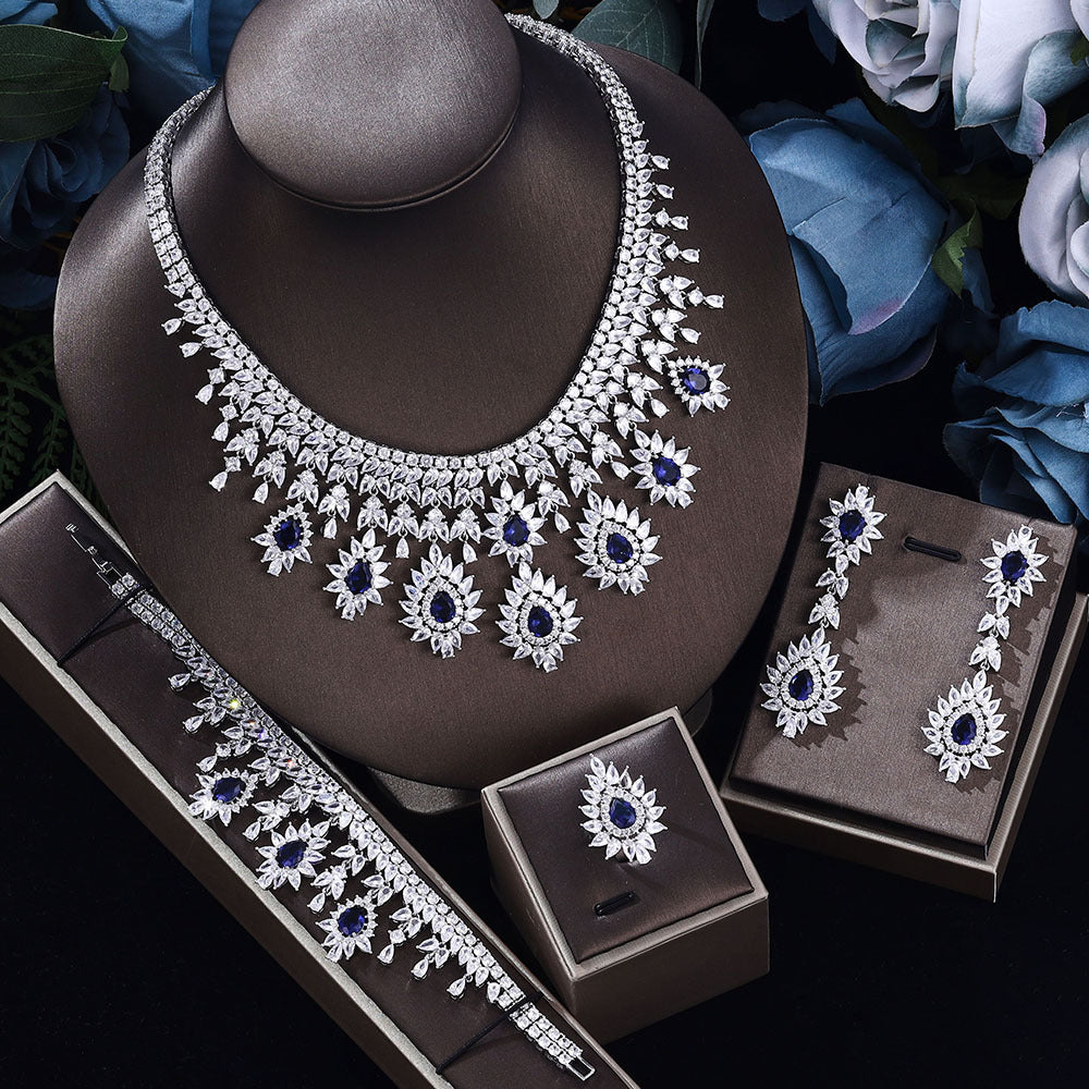 Women'S Fashion Vintage Wedding Necklace Earrings Jewelry Set