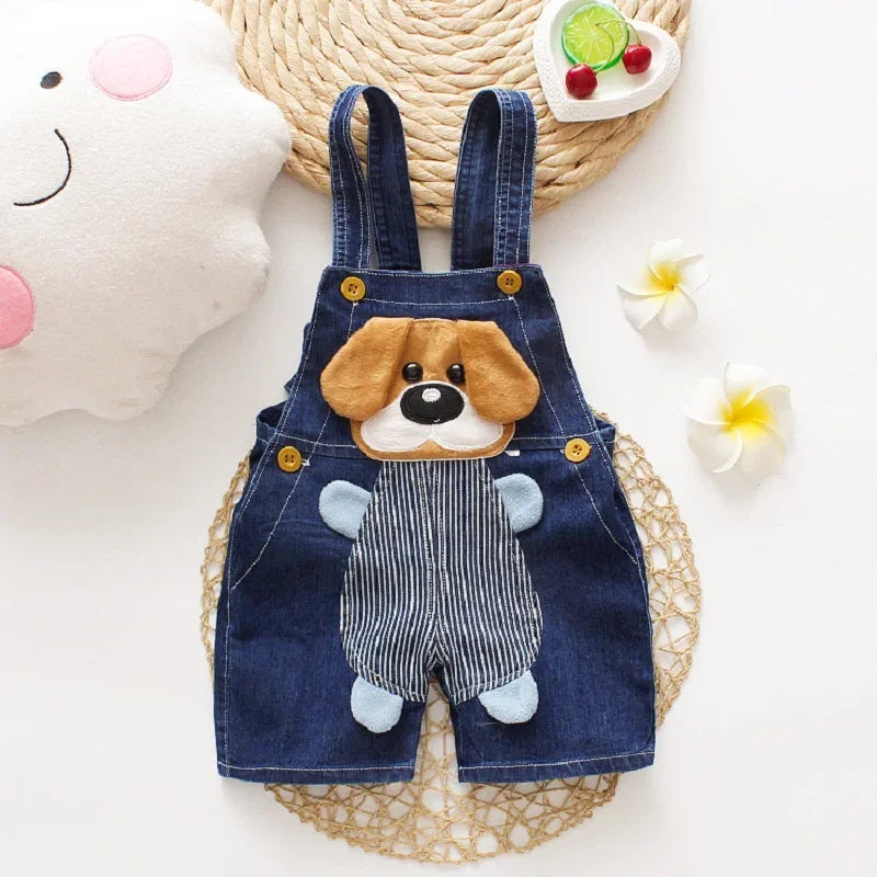 Summer 1-3Y Children Kids Baby Boys Denim Pants Infants Girls Short Overalls Clothing Kid Casual Cartoon Print Bottoms