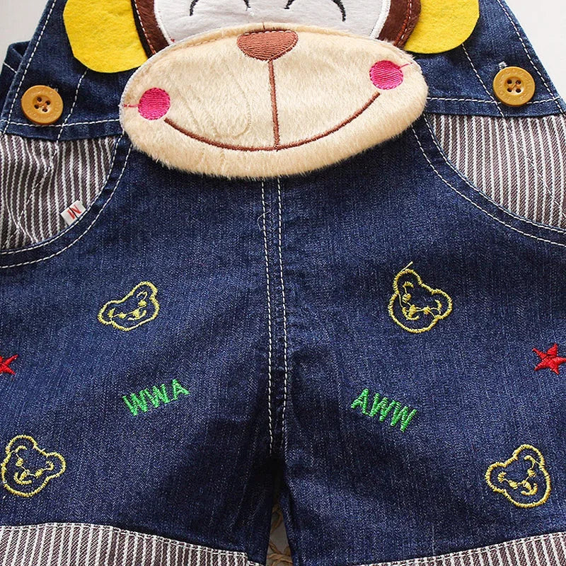 Summer 1-3Y Children Kids Baby Boys Denim Pants Infants Girls Short Overalls Clothing Kid Casual Cartoon Print Bottoms
