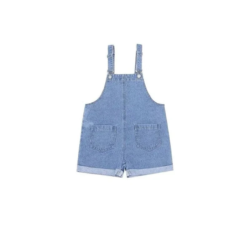 Summer Thin Children'S Denim Overalls Shorts Girls Jumpsuits Casual Loose Large Pocket Denim Shorts Baby Suspenders Jeans
