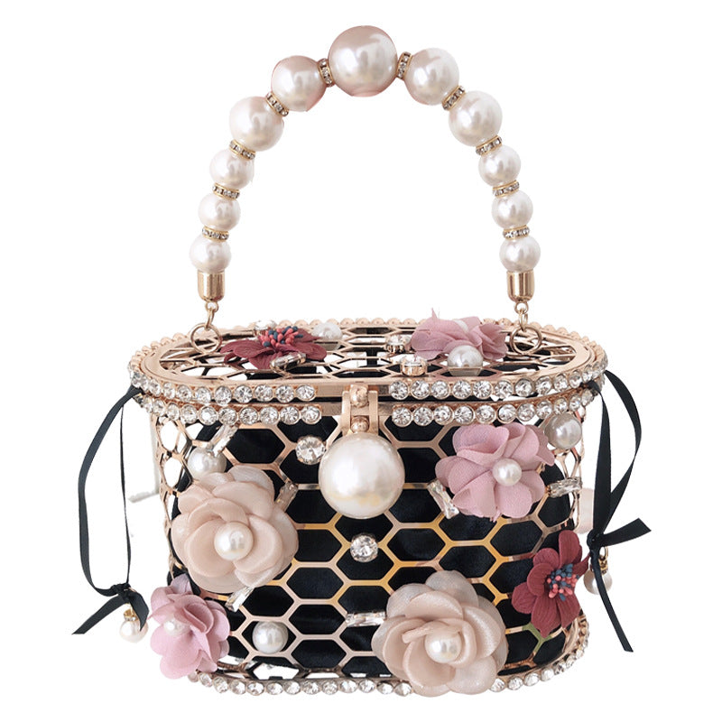 Pearl Embellished Floral Handbag