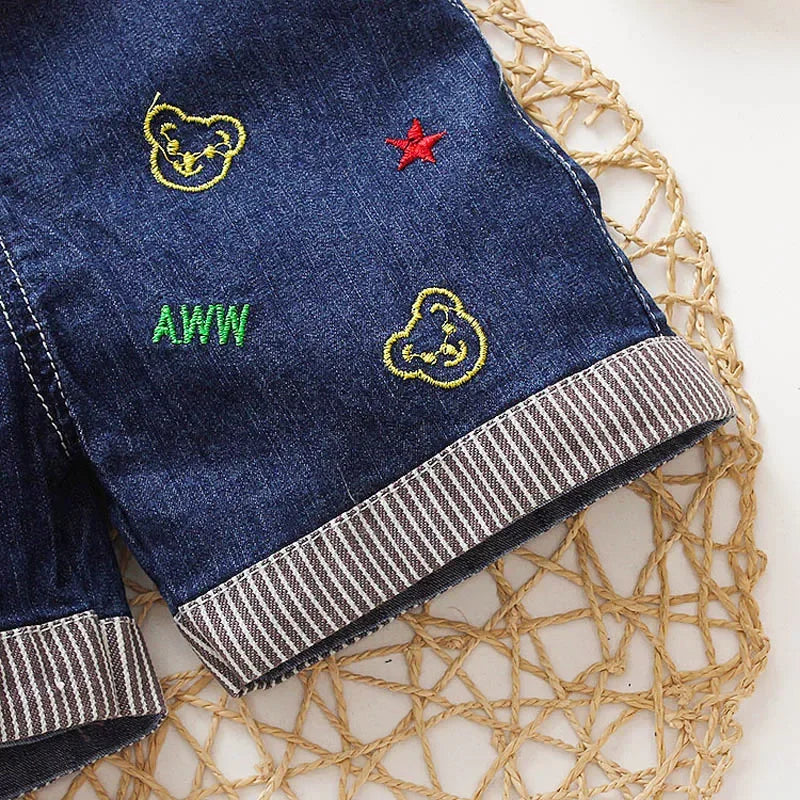 Summer 1-3Y Children Kids Baby Boys Denim Pants Infants Girls Short Overalls Clothing Kid Casual Cartoon Print Bottoms