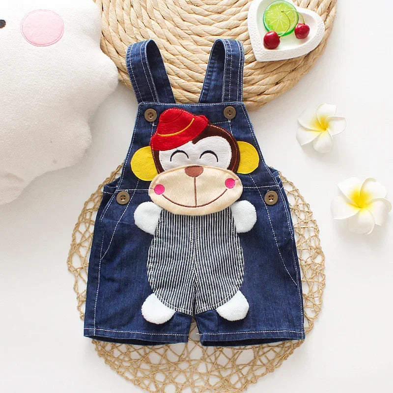 Summer 1-3Y Children Kids Baby Boys Denim Pants Infants Girls Short Overalls Clothing Kid Casual Cartoon Print Bottoms