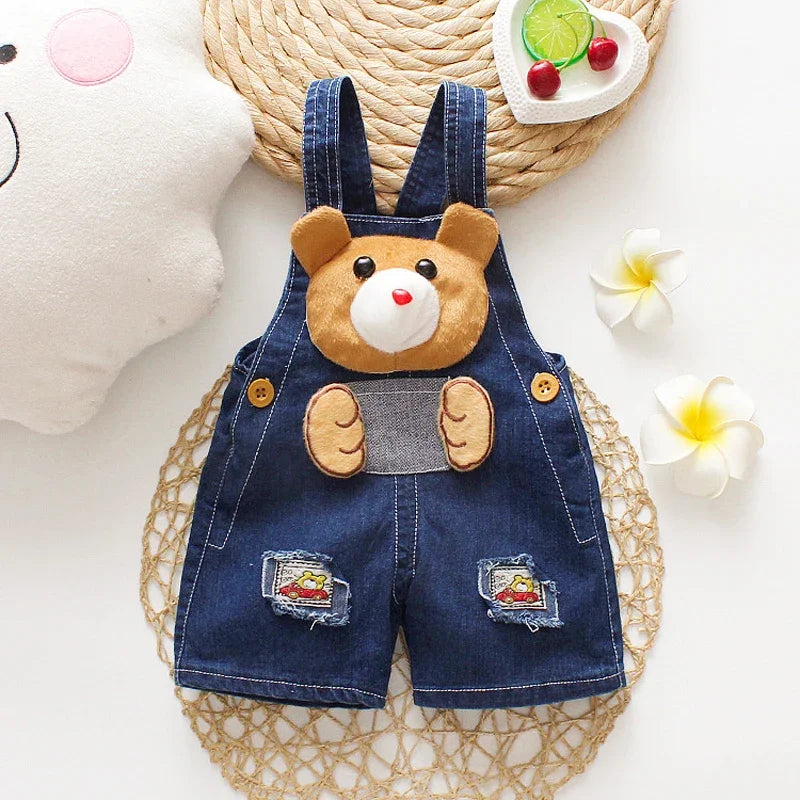 Summer 1-3Y Children Kids Baby Boys Denim Pants Infants Girls Short Overalls Clothing Kid Casual Cartoon Print Bottoms