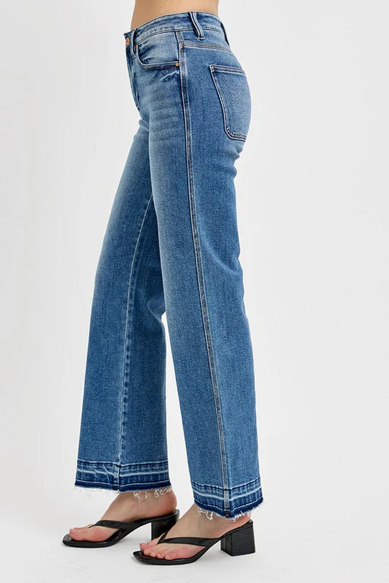 RISEN Full Size Raw Hem Ankle Bootcut Jeans plus Size