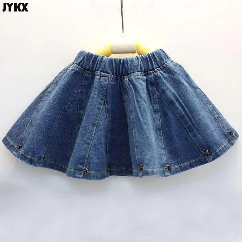 Girls Skirt 2019 Baby Girl Denim Skirt Toddler Children Denim Skirt Autumn Cute Baby Children Kids Rivet Skirt Children