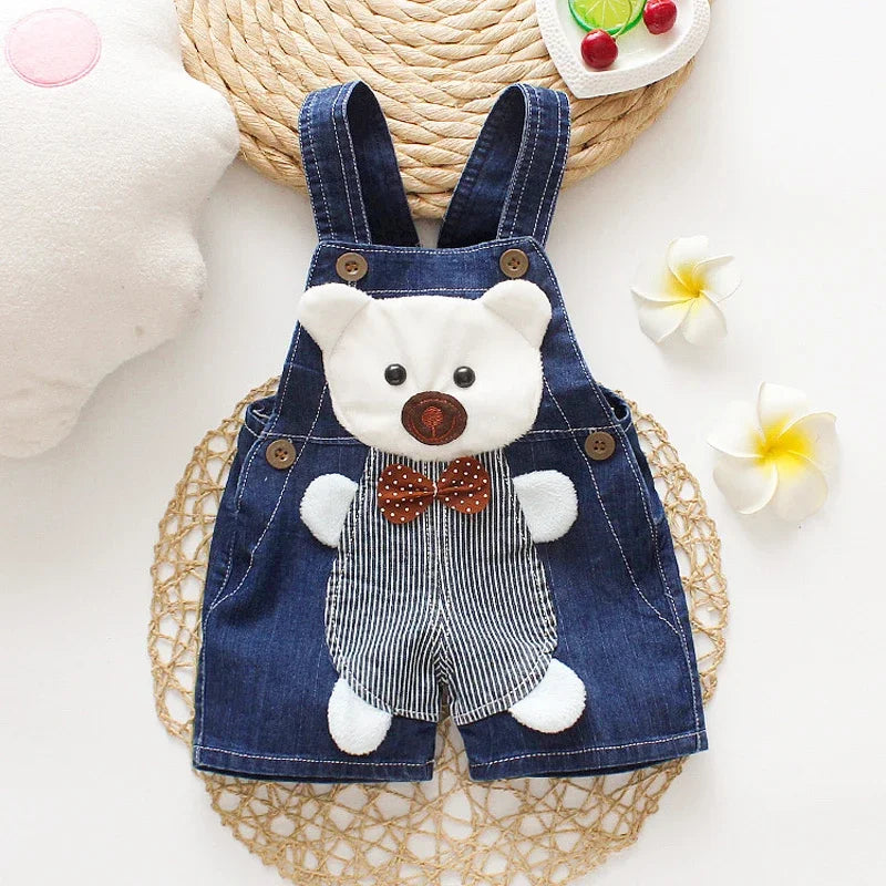 Summer 1-3Y Children Kids Baby Boys Denim Pants Infants Girls Short Overalls Clothing Kid Casual Cartoon Print Bottoms