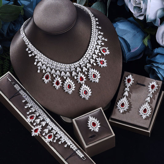 Women'S Fashion Vintage Wedding Necklace Earrings Jewelry Set