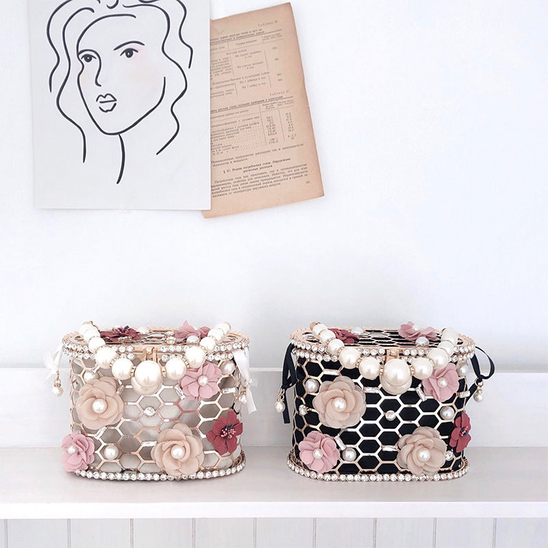 Pearl Embellished Floral Handbag