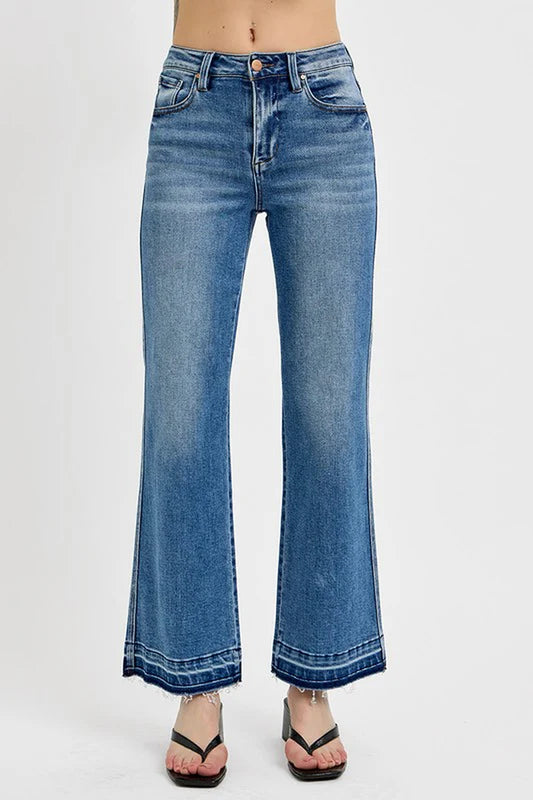 RISEN Full Size Raw Hem Ankle Bootcut Jeans plus Size