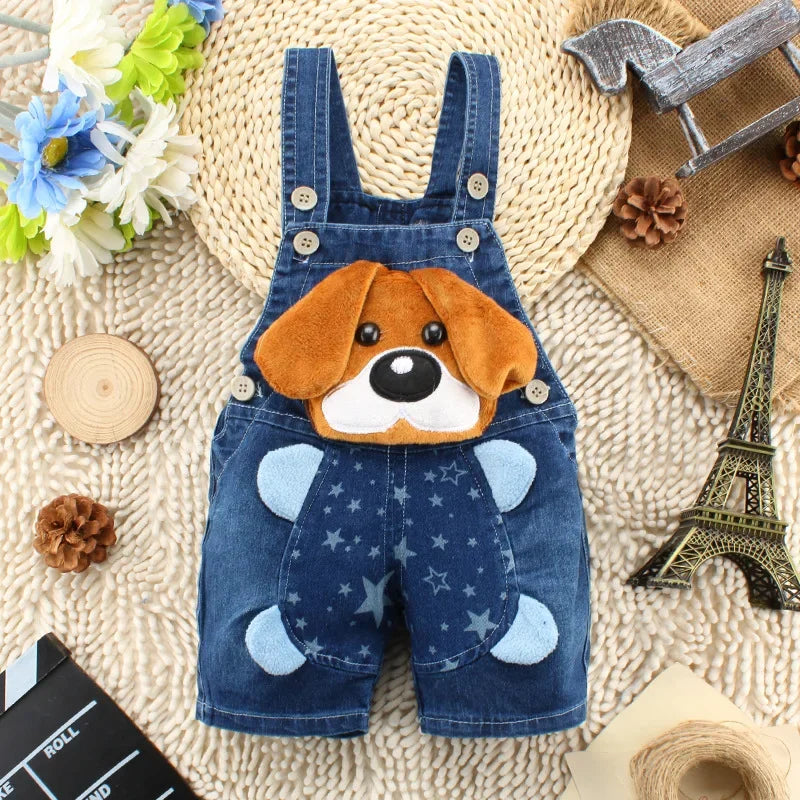 Summer 1-3Y Children Kids Baby Boys Denim Pants Infants Girls Short Overalls Clothing Kid Casual Cartoon Print Bottoms