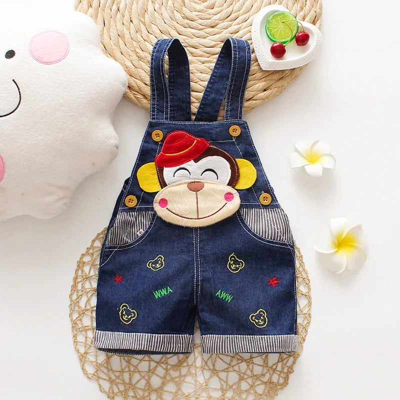 Summer 1-3Y Children Kids Baby Boys Denim Pants Infants Girls Short Overalls Clothing Kid Casual Cartoon Print Bottoms